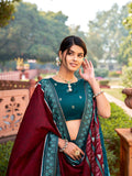 Adorable Teal Color Minakari With Foil Print Tussar Silk Lehenga Choli