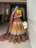 Brown Printed and Sequins Work Vaishali Silk Rajasthani Lehenga Choli