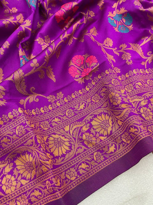 Elegant Purple Soft Silk Saree with Designer Blouse