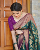 Exquisite Green Pure Soft Silk Saree with Stunning Blouse