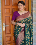 Exquisite Green Pure Soft Silk Saree with Stunning Blouse