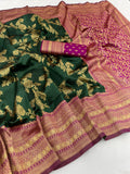 Exquisite Green Pure Soft Silk Saree with Stunning Blouse