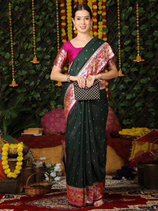 Green Zari Woven Design Paithani Silk Saree