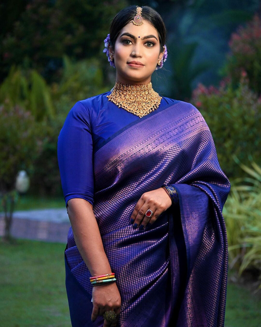 Luxurious Royal Blue Soft Silk Indian Saree