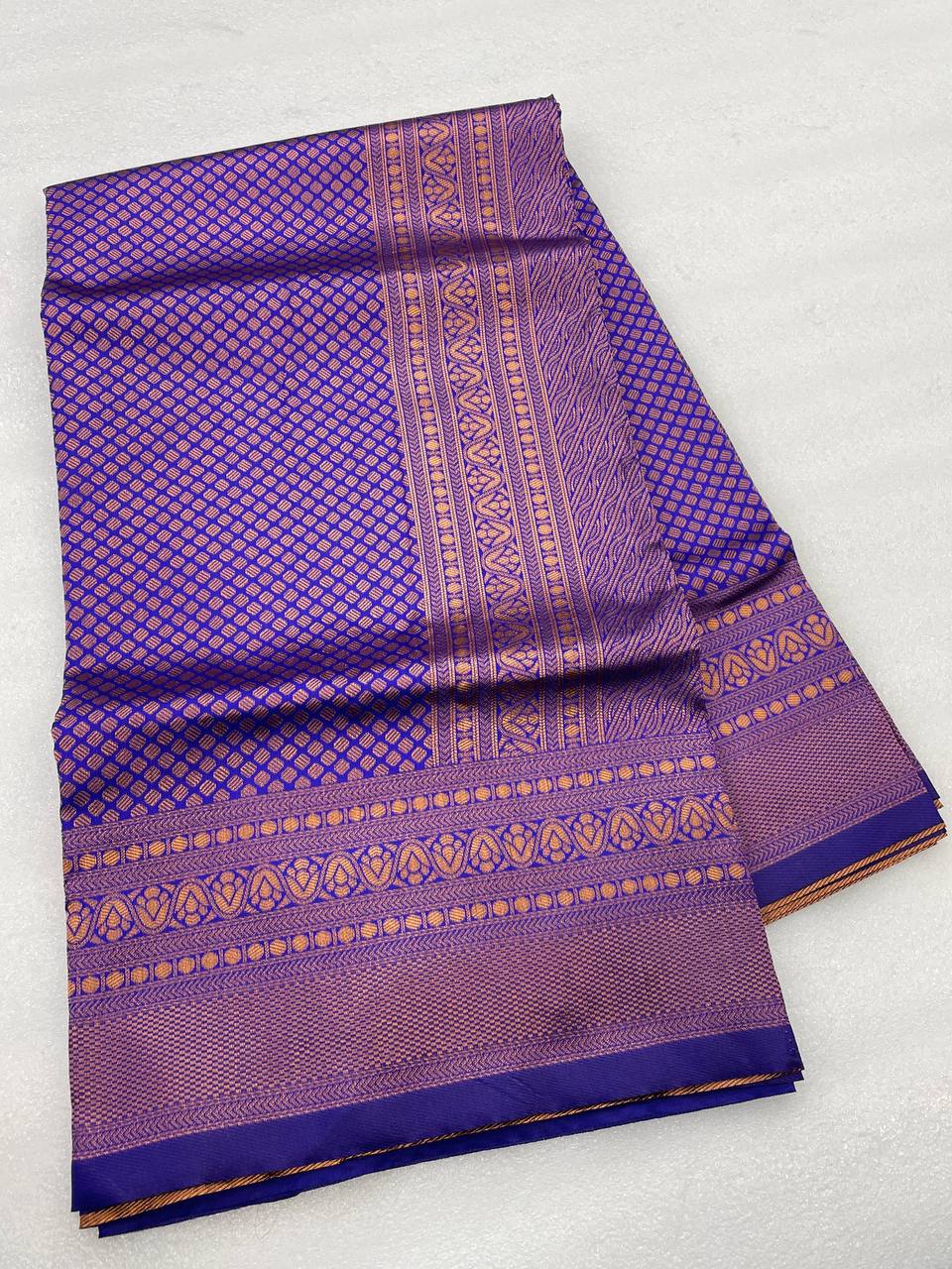 Luxurious Royal Blue Soft Silk Indian Saree