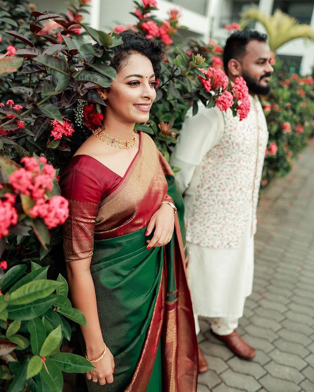 Mesmerizing Green Soft Silk Saree with Zari work Detailing