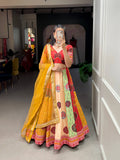 Multi Color Printed  gota patti and Mirror Work Vaishali Silk Lehenga Choli