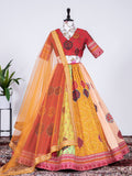 Multi Color Printed  gota patti and Mirror Work Vaishali Silk Lehenga Choli