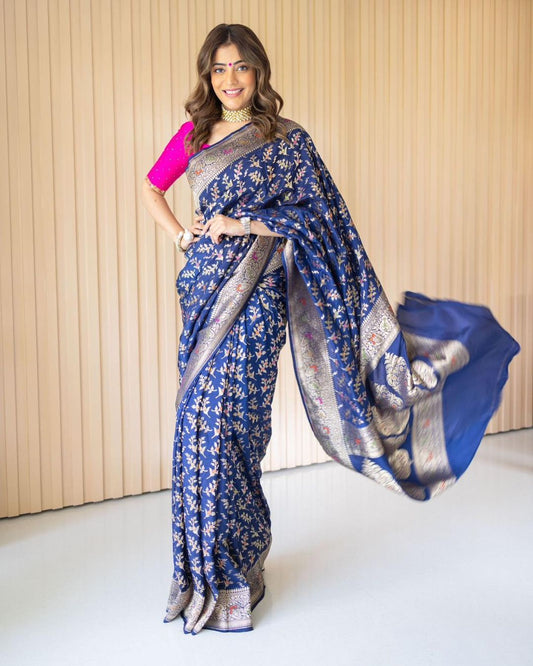 Navy Blue Pure Semi Silk Sarees for Every Occasion