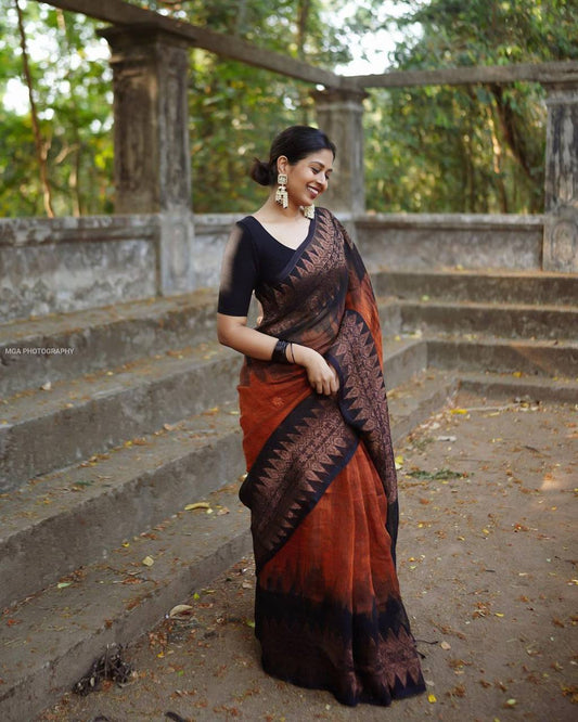 Black Pure Katan Silk Banarasi Handloom Saree - Tilfi