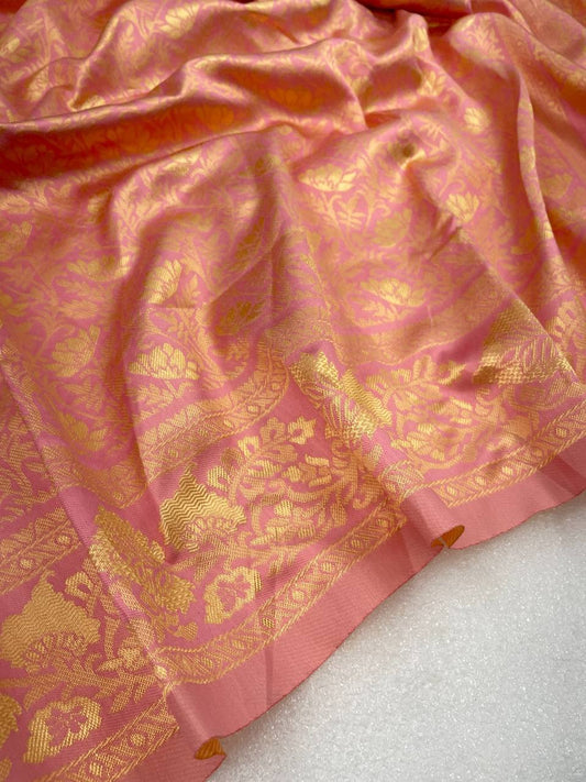 Peach Soft Silk Saree with Attractive Blouse