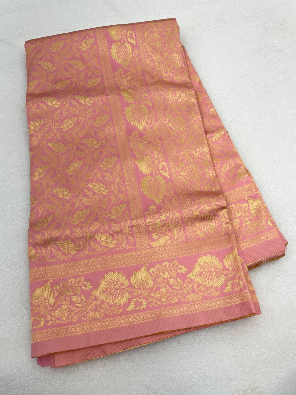 Peach Soft Silk Saree with Attractive Blouse