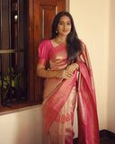 Peachy Dream Soft Semi-Silk Saree with Stylish Blouse Piece