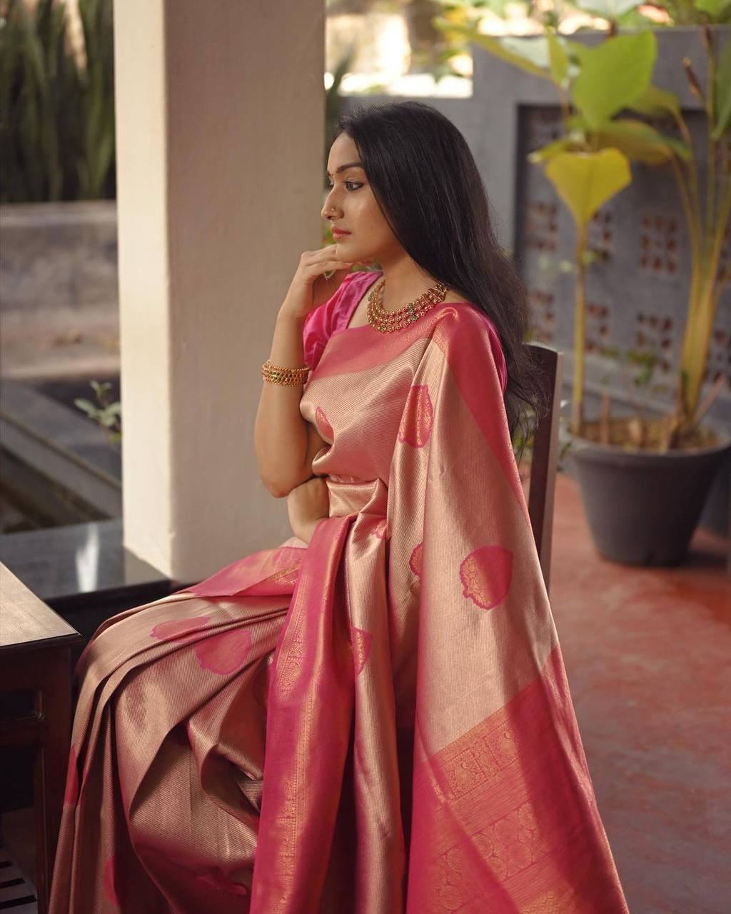 Peachy Dream Soft Semi-Silk Saree with Stylish Blouse Piece