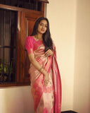 Peachy Dream Soft Semi-Silk Saree with Stylish Blouse Piece