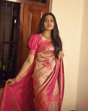 Peachy Dream Soft Semi-Silk Saree with Stylish Blouse Piece