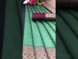 Mesmerizing Green Soft Silk Saree with Zari work Detailing