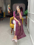 Purple Pure Cotton Naira Cut Bandhani Kurti with a Twist