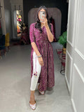 Purple Pure Cotton Naira Cut Bandhani Kurti with a Twist