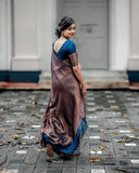 Stylish Navy Blue Soft Silk Saree with Complementary Blouse Piece