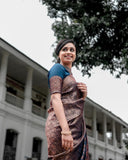 Stylish Navy Blue Soft Silk Saree with Complementary Blouse Piece