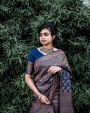 Stylish Navy Blue Soft Silk Saree with Complementary Blouse Piece