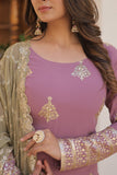 Trendy Lavender Faux Georgette Kurti Palazzo With Sequins Thread Embroidery