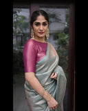 Stunning Fusion Firozi and Magenta Soft Silk Saree