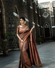 Coffee Coloured Pure Soft Silk South Indian Saree with Attractive Blouse