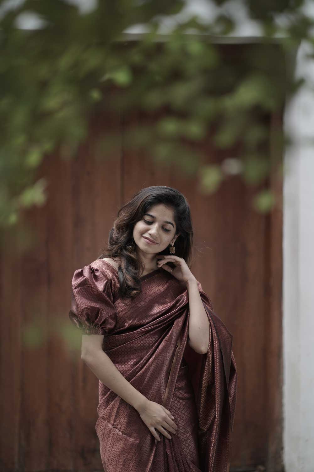 Maroon color soft silk banarasi saree with matching blouse. – ishva shop