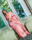 Pristine Peach Soft Silk Saree with Matching Blouse Piece