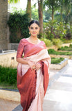 Regal Cream and Maroon Soft Silk Saree with Zari Work