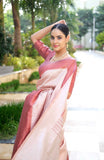 Regal Cream and Maroon Soft Silk Saree with Zari Work